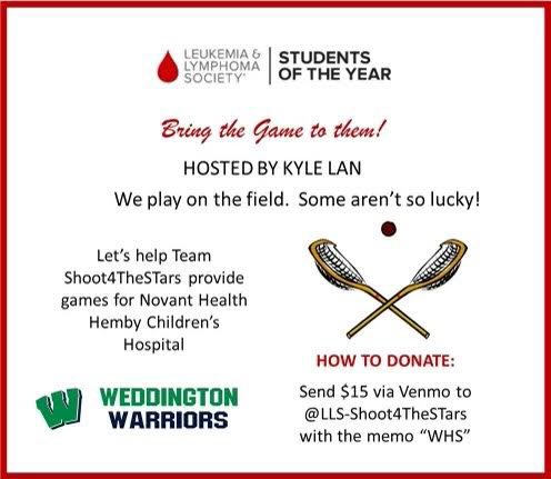 WHSMensLacrosse's tweet photo. Kyle Lan is raising money for the Leukemia &amp; Lymphoma Society! With your help, Kyle &amp; his team continue to skyrocket towards 100k DOLLARS IN 7 WEEKS! 

There are just 3 DAYS left to donate so click the link below or donate via Venmo! 

https://t.co/osUrEyNIUH https://t.co/JJWvTKN7TN