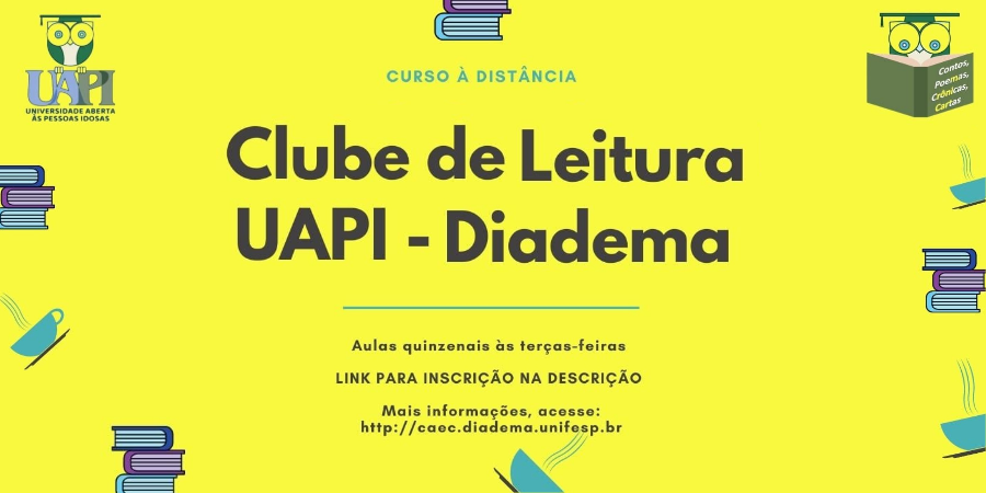 unifesp's tweet photo. Curso on-line busca incentivar o hábito da leitura, passando por contos, poemas, crônicas e cartas, além de interpretação de texto. Tem mais de 60 anos? Vem com a gente! Se não tem, vale chamar pai, mãe e avós para participar: https://t.co/VgnQclB02X. #unifesp #somosunifesp #uapi https://t.co/BSj68fReDu