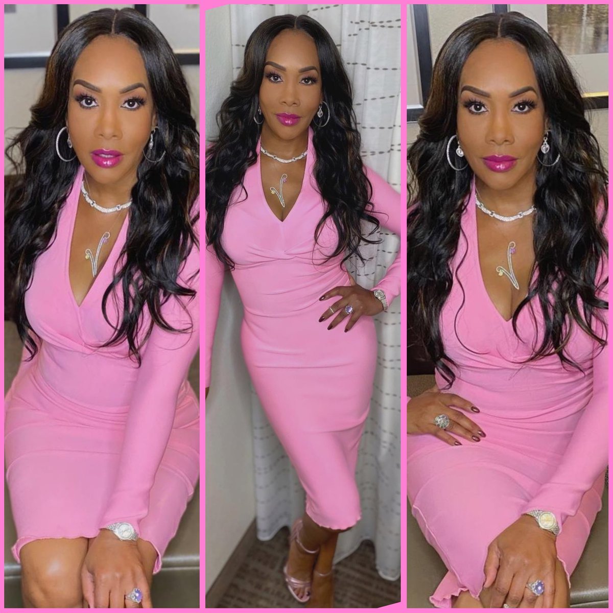 MsVivicaFox's tweet photo. Pretty In Pink 4 press day SLAY 4 @BET_FR #ThroughHerEyes film! Rocking @Bellofcalif dress @CandyIceJewelry @Sergiorossi shoes WOW! I begin my Directorial Debut journey 2day! MUCH LUV 2 @CEOAzarel my Agent @SheilaLegette 4 making my dream come true! #LifeIsGood #SETLIFE 🤗👸🏾🎬 https://t.co/cKoo1C1MKk
