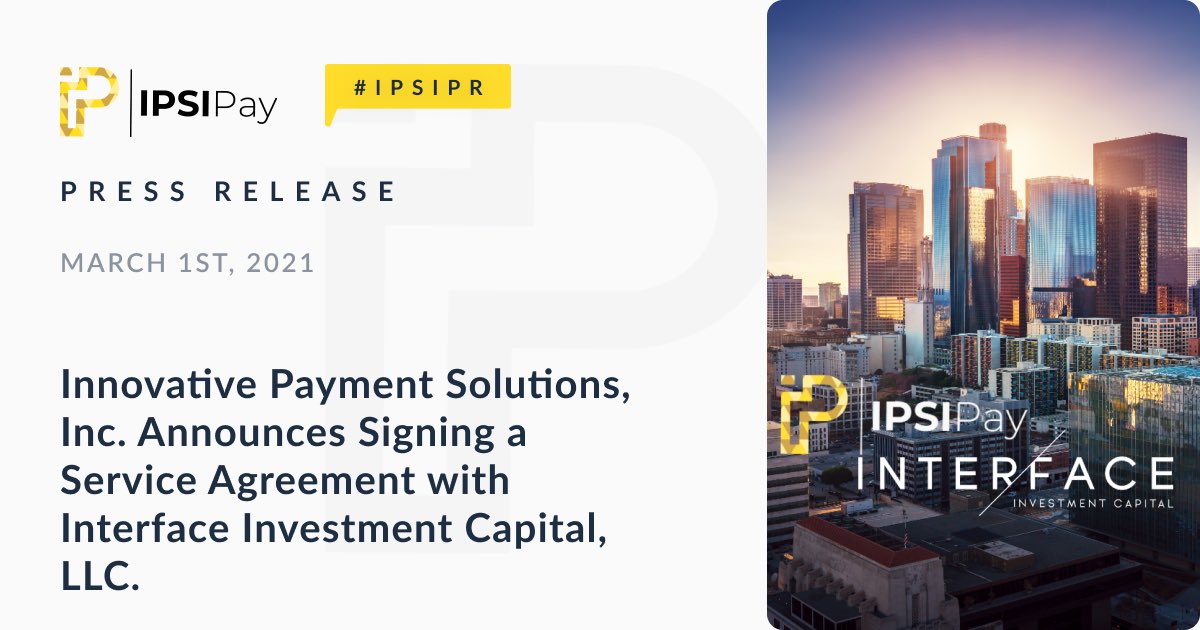 IPSIPay's tweet photo. #IPSIPR $IPSI #IPSIPay
We have signed a Service Agreement with Interface Investment Capital, LLC (“IIC”) https://t.co/OujRGljuGh – company specializing in funding and management of agricultural businesses, while staffing almost 600 employees:
https://t.co/7xKQGBW9Lt https://t.co/TM3KsBGJN8