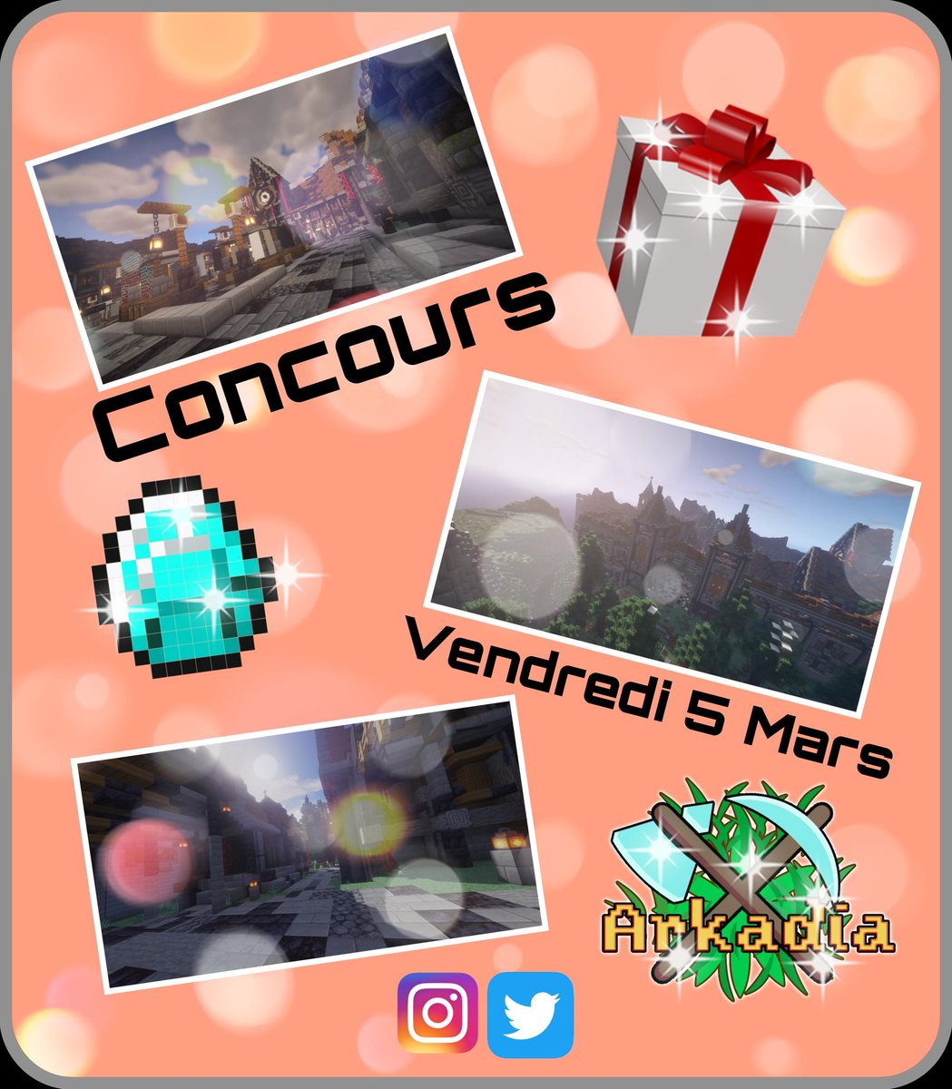 Arkadia_OFF's tweet photo. Ce vendredi 5 mars un concours sur les réseaux aura lieu pour tenter de gagner 1 cadeaux sur le serveur d'Arkadia !

Stay connected !
#minecraft #arkadia #CONCOURS https://t.co/zRr5WYKj1v