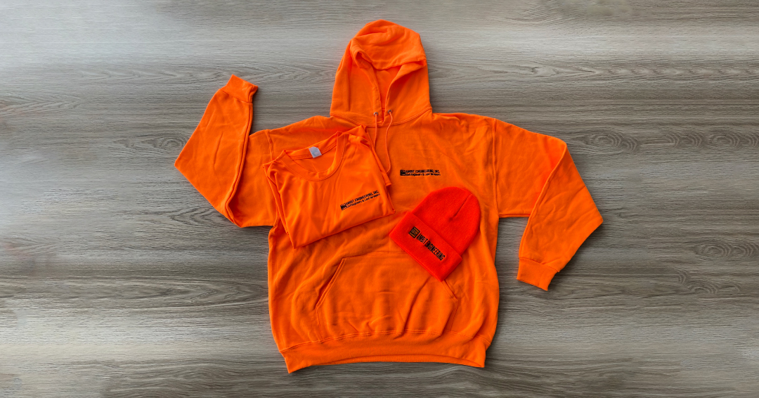Orange is one of our more popular colors for any business in the construction industry. They are a great way to stay visible, safe, and look cool 😎