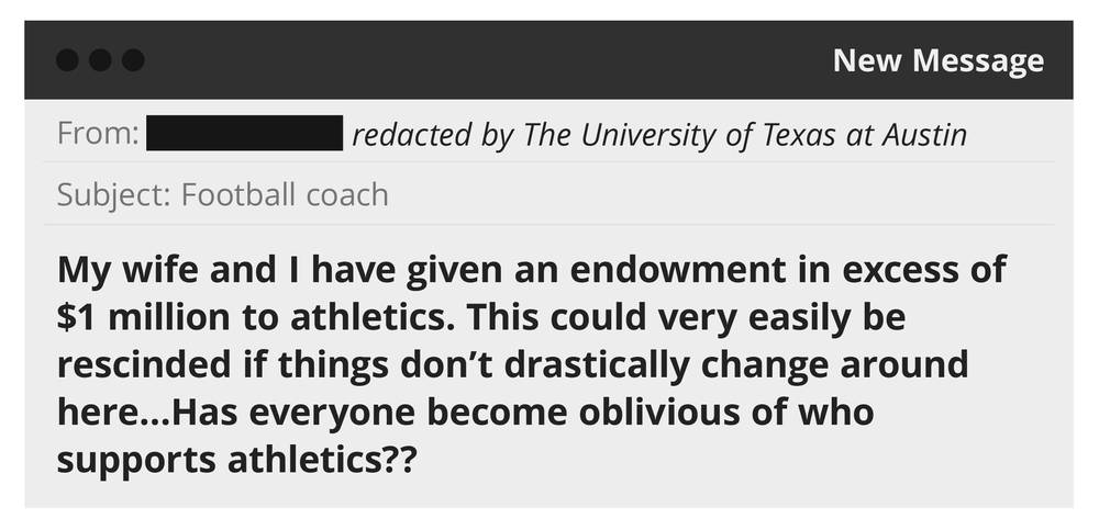 TexasTribune's tweet photo. NEW: Emails we obtained show that hundreds of UT-Austin alumni and donors demanded that the school stand up to "cancel culture" and firmly get behind “The Eyes of Texas” song — or else donors were going to walk away. https://t.co/3u9CpmKyVj https://t.co/ERdVBsCBbO