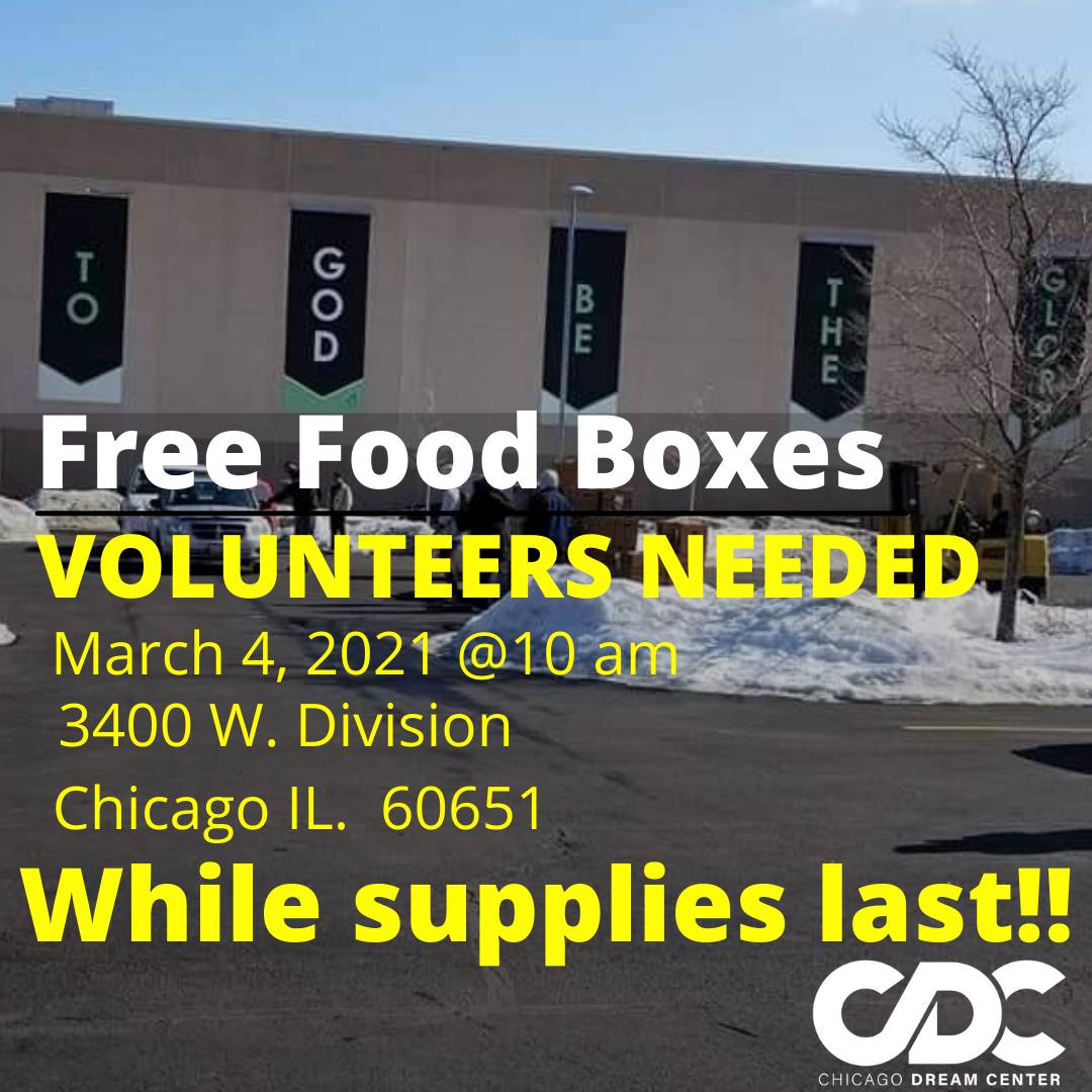 ChiDreamCenter's tweet photo. Good morning! 🌄Arise and shine and give God the glory. -Isaiah 60:1  We are in need of volunteers to serve our community Free Food Boxes this Thursday! Have a blessed day today!  
#volunteer #freefoodboxes #newlife #dreamcenter https://t.co/AJEchdYUVP