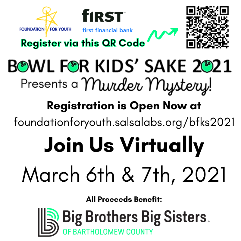 FFYColumbus's tweet photo. #BFKS2021 Presents a Murder Mystery! This will be a virtual event on March 6 and 7!
All proceeds from Bowl For Kids’ Sake support #BBBSBartholomew, a mentoring program of FFY.
Register: https://t.co/uh37gTrQyw https://t.co/D96C75OCfh