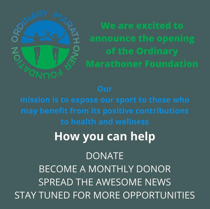 tlaws6's tweet photo. Launch day for the Ordinary Marathoner Foundation! We develop programs to bring the sport of running to people who can benefit from its positive physical fitness and mental wellness. 
For more info &amp; to donate: https://t.co/0VTT2x4THE

#omfdonate #fundraising #charity https://t.co/cB7HU9tm6r