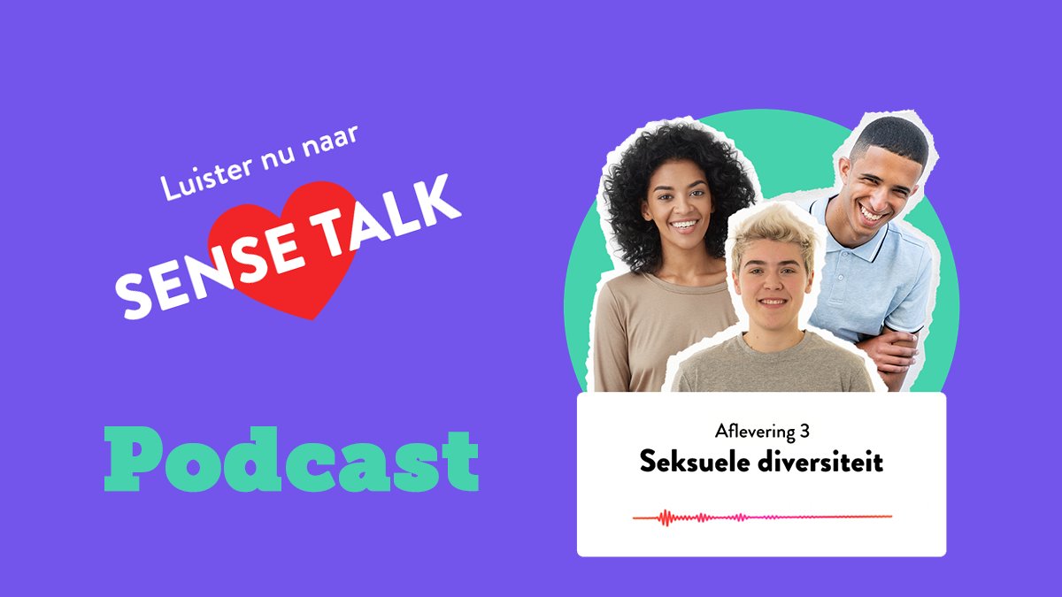 SenseInfo's tweet image. De 3de aflevering van onze #podcast Sense Talk is online! In deze aflevering praten jongeren over seksuele diversiteit. Ga naar bit.ly/podcast-sense-… om te luisteren. Wijs je jongeren op deze podcast?