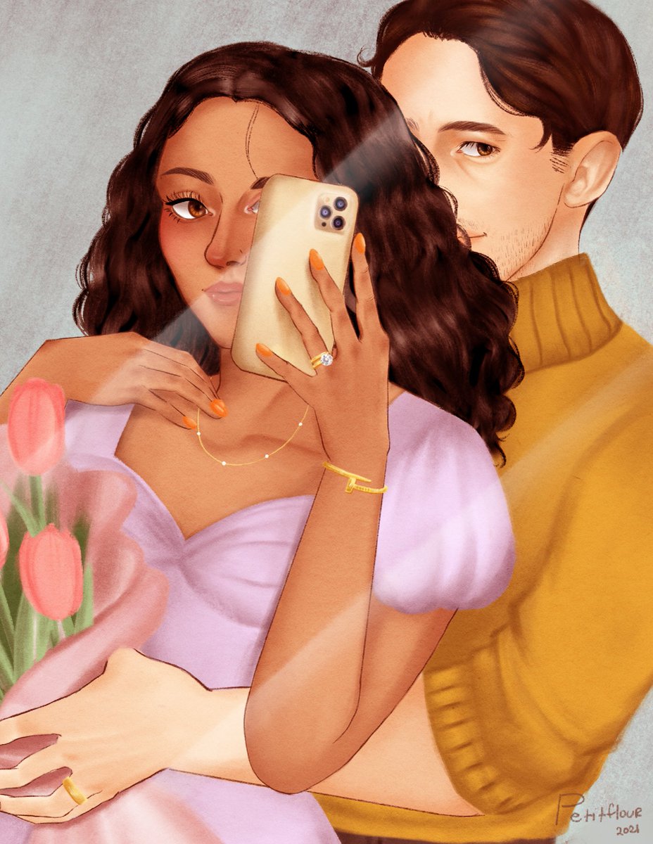 I drew Kate Sharma/ Sheffield and Anthony Bridgerton in the modern times taking a mirror selfie because I love Kanthony too much! #Bridgerton