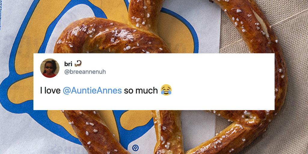 AuntieAnnes's tweet photo. The best compliment to an Auntie Anne's pretzel is you 💙 https://t.co/330uxn5LUY