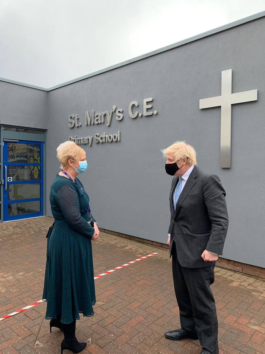 gandtparish's tweet image. Good to welcome @BorisJohnson to our church school @StMarystunstall today to see our response to COVID-19 and that we are looking forward to welcoming back all children on 8th March. @Lichfield_CofE @LDBE8