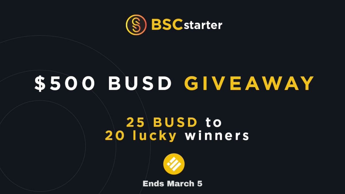 BNBSwap's tweet photo. Celebrating #BSCstarter BSC Launch

$500 BUSD #Giveaway 
20 Lucky Winners will get $25 worth #BUSD Each

✅ Join -  https://t.co/NGhMwIJloU
✅ Follow @Bscstarter  &amp; @BNBSwap
✅ Retweet &amp; Like
✅ Tag 3 Friends
✅ Comment your #BSC Wallet Address &amp; TG Username

#BinanceSmartChain https://t.co/22PA1x6Ljt
