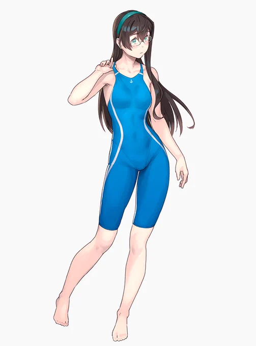 お題箱から、レーザーレーサーみたいな面積広めの競泳水着の大淀。 