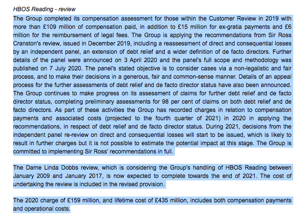 @APPGbanking @Ian_Fraser 2020 #LloydsBankingGroup Results. Deduct Review costs of Dobbs, Cranston and Foskett this probably leaves in excess of £300 million for Lloyds lawyers Herbert Smith Freehills? Lloyds Lawyers Won : Victims nil otp.tools.investis.com/clients/uk/llo…