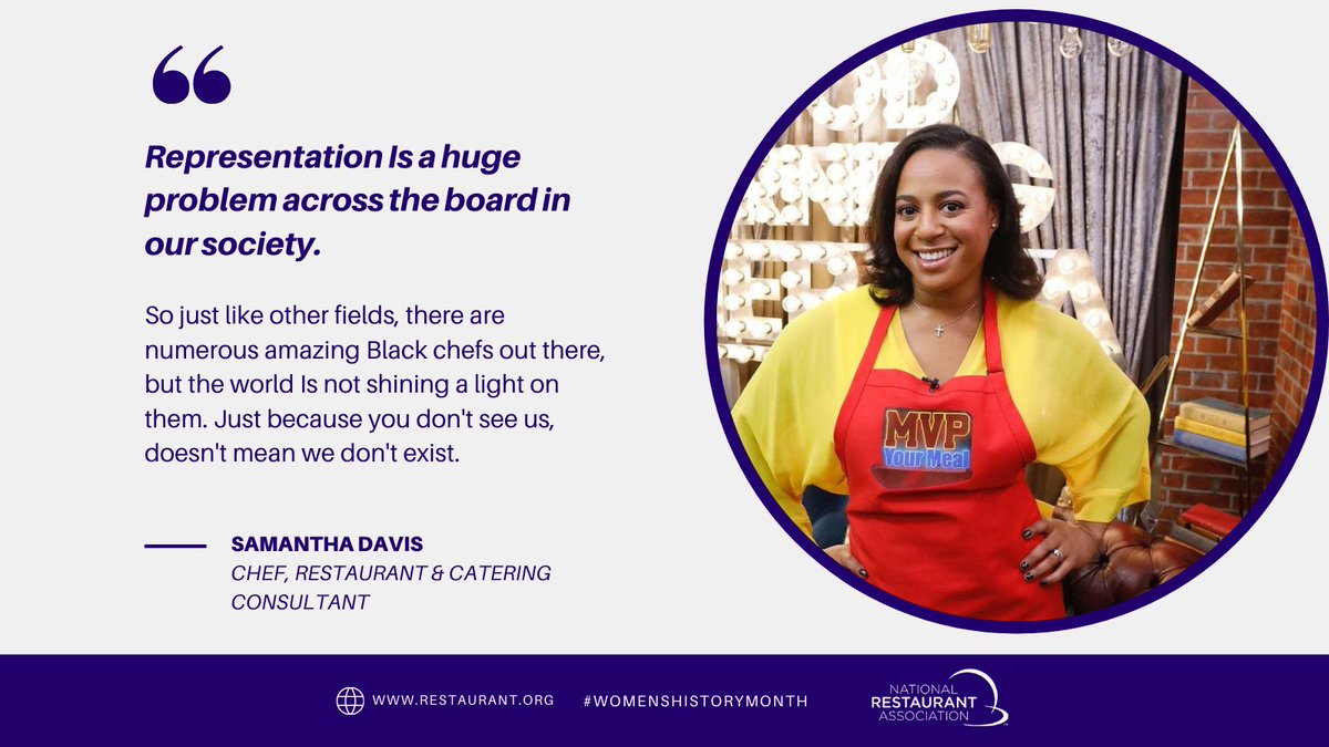 WeRRestaurants's tweet image. Today marks the first day of #WomensHistoryMonth, and in honor of this month, we’ll be sharing quotes and inspiration from #femalechefs like Samantha Davis to fuel your culinary fire.