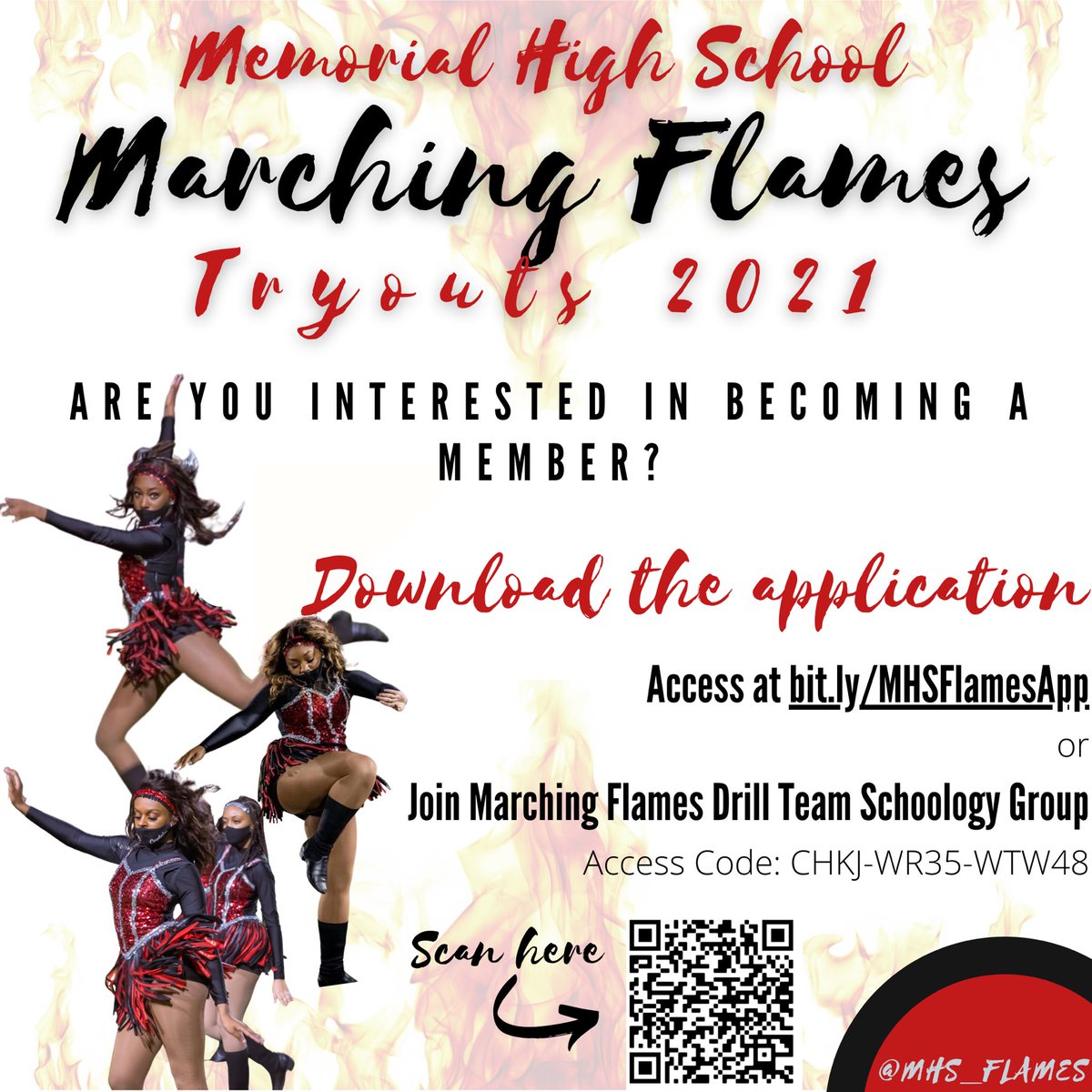 MHS_Flames's tweet photo. Are you interested in becoming a member of the Memorial High School Marching Flames? Packets are available NOW at https://t.co/ctbYkP7e9B ! ❤️🔥🖤 https://t.co/NR4cSTAGBU