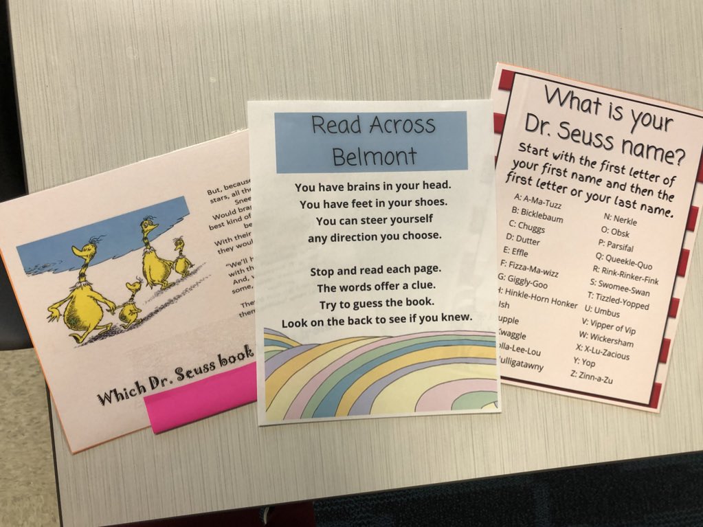 LibraryTera's tweet image. Getting ready for Read Across America and Belmont Day! @BelmontElement2 @hubofschool