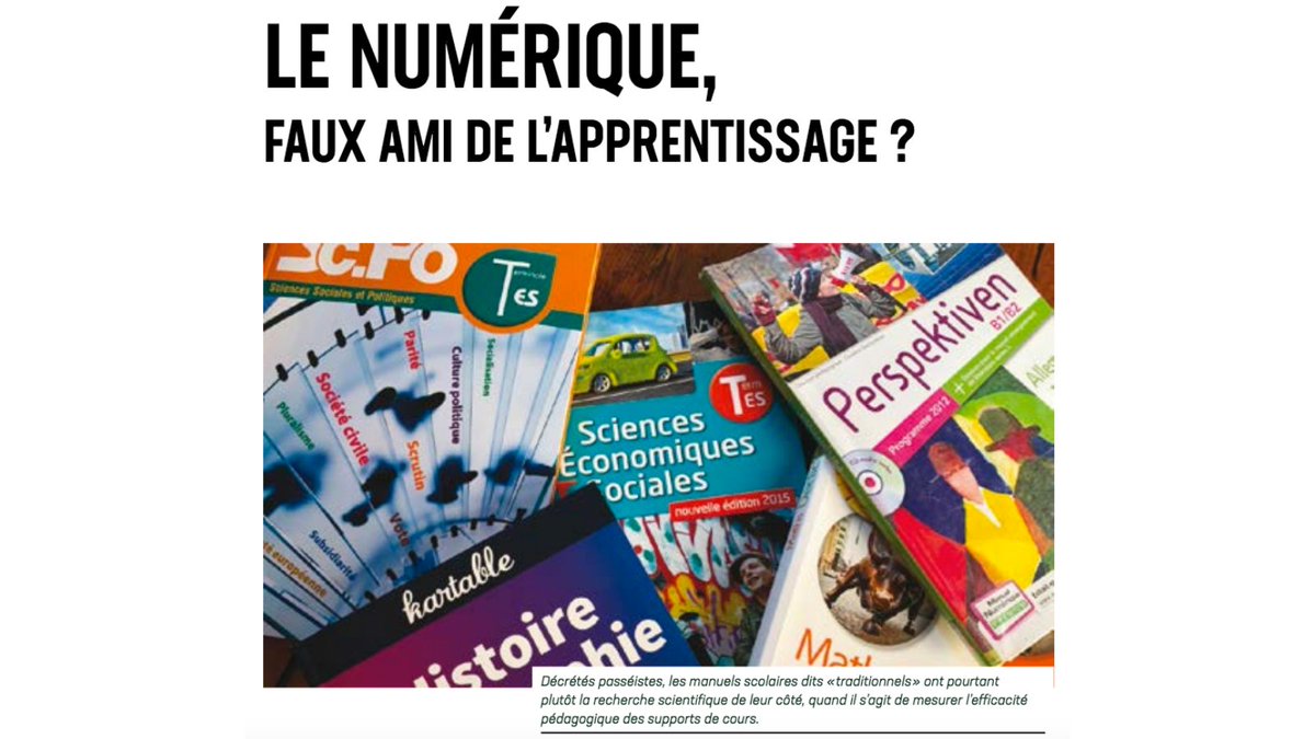📰 « La raison semble devoir conduire à replacer [...] les #manuels📚 imprimés dans l'équation d'un enseignement structurant et efficace, là où le #numérique semble devoir jouer un rôle plus modeste, en s'insérant à la marge dans les méthodes d'apprentissage [...] » <a href="/uniic_org/">UNIIC</a>