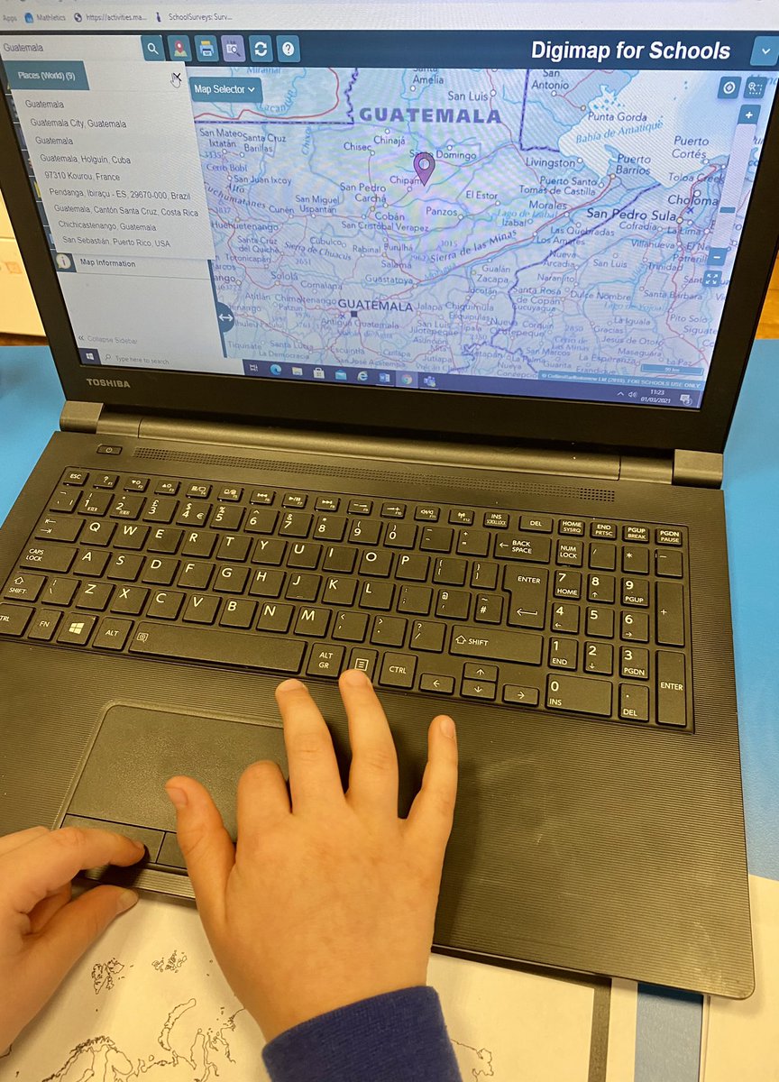 hackforthschool's tweet photo. Using #Fairtrade to think about the impact of #climate change on global communities #extremeweather. First stop Guatemala: coffee for our headteacher! โLook that borderโs a straight line, like the ones in Africa.โ @ManorCharney @FairtradeUKEd @Digimap4Schools #CharneyManorConf21 https://t.co/mP5XVm9Smn