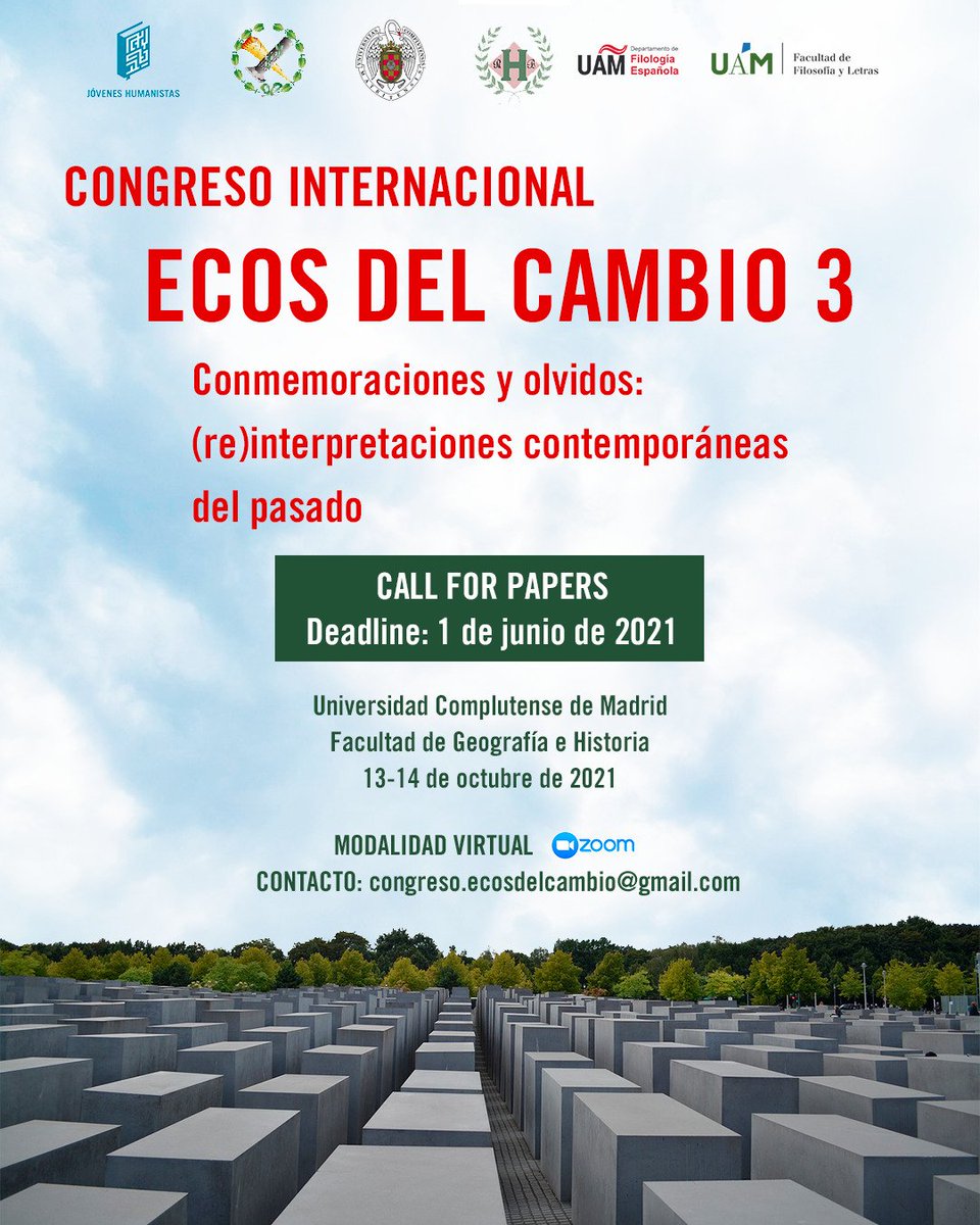 jhumanistasucm's tweet image. ¡Tenemos noticias! Os anunciamos que se abre el periodo de recepción de propuestas de la III edición de "Ecos del cambio", en colaboración con nuestros colegas de @PhilobiblionUAM 🙌 Lleva por título "Conmemoraciones y olvidos: (re)interpretaciones contemporáneas del pasado".
