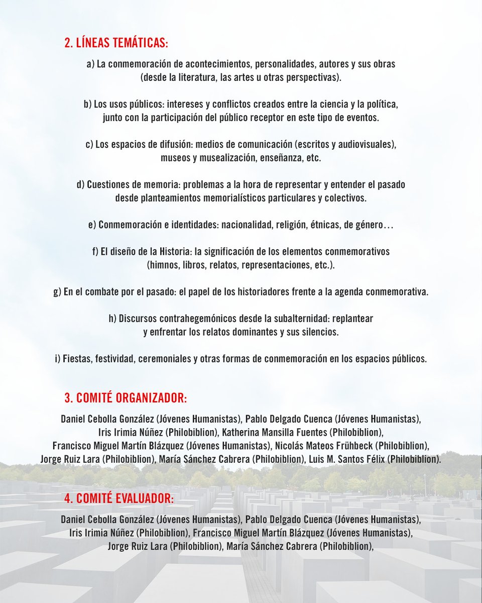 jhumanistasucm's tweet image. ¡Tenemos noticias! Os anunciamos que se abre el periodo de recepción de propuestas de la III edición de "Ecos del cambio", en colaboración con nuestros colegas de @PhilobiblionUAM 🙌 Lleva por título "Conmemoraciones y olvidos: (re)interpretaciones contemporáneas del pasado".