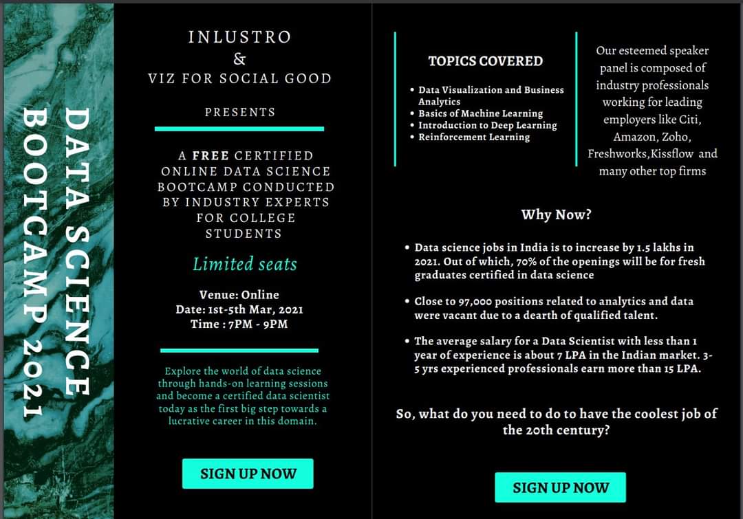 aish22011988's tweet photo. @VizFSG It's going to be an important day for us tomorrow to start with our events and #datathons in India. As a chapter leader of Chennai and Bangalore, I would be addressing and be talking about #VizForSocialGood to 2K + students collaborating with #InLustro&amp; @tnscst https://t.co/Bu17UZCqyG