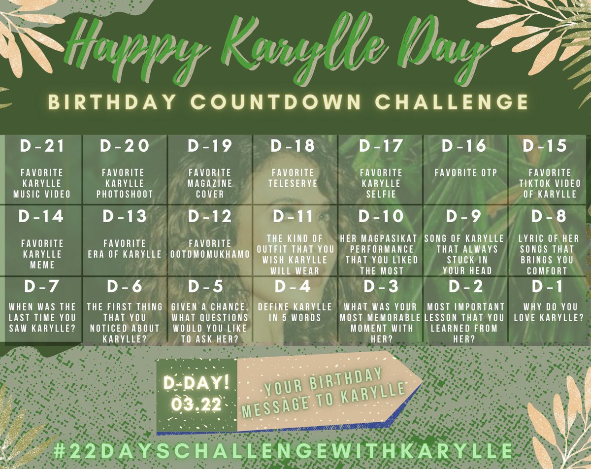 I'll try participating in this lovely ganap with what I think I can contribute the most... Try lang... first time... I hope I can last 'til the last day... hahahaHappy Birthday month Ate K  @anakarylle  #22DaysChallengeWithKarylle
