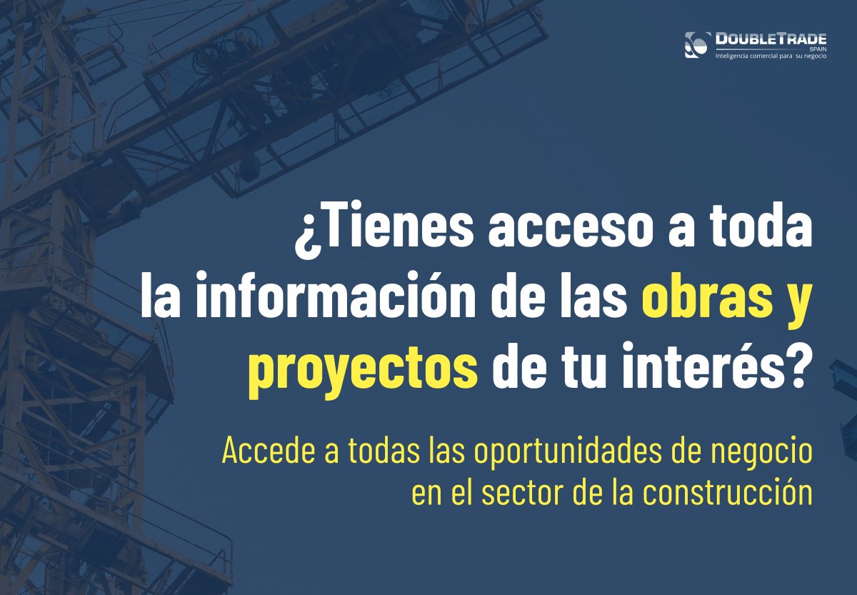 Construdatos's tweet photo. Somos líderes en el suministro de información en el sector de la construcción. Accede a todas las #obras y #proyectos de España y Francia con contacto directo al #arquitecto, #promotor y/o #constructor.

Solicítanos más información: https://t.co/qa5rwpH27X.

#construccion https://t.co/FTkGShu2pi