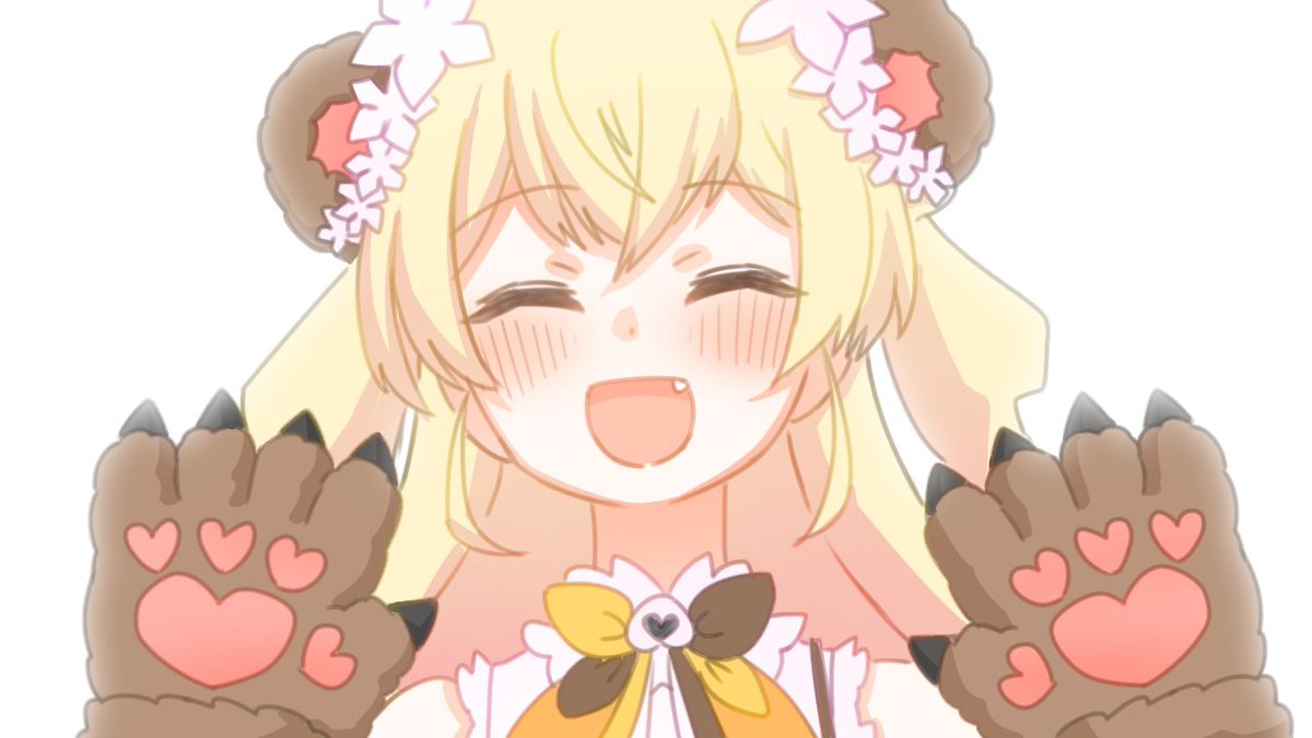 momosuzu nene 1girl solo blonde hair animal hands paw gloves closed eyes animal ears  illustration images