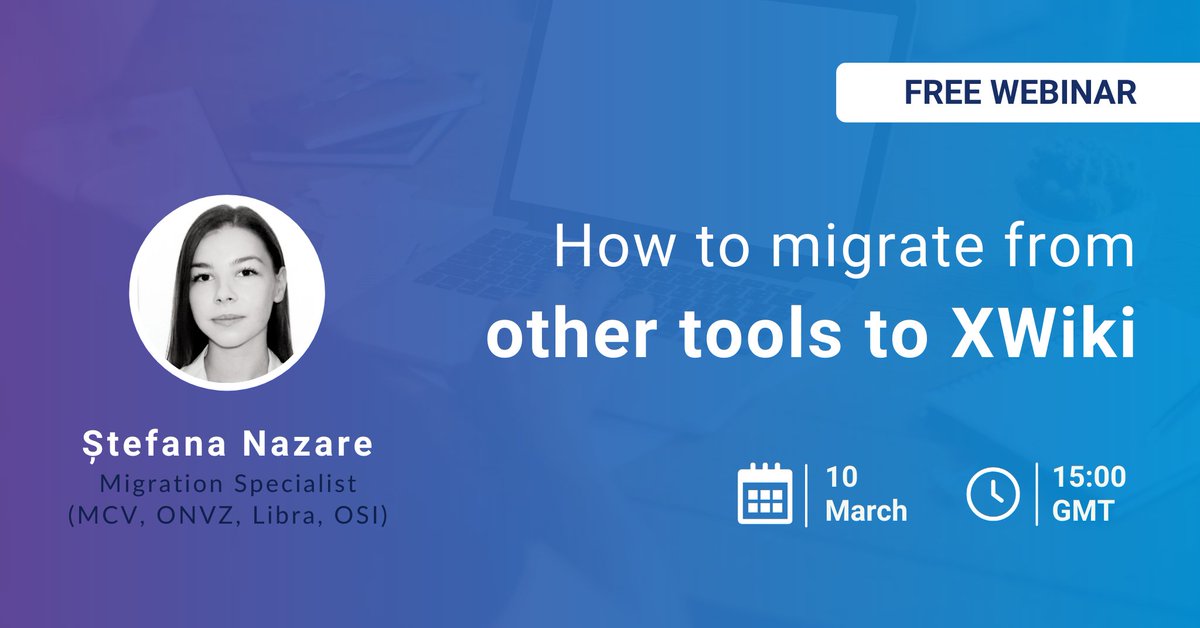 📢 Let the countdown begin!

We're hosting a new webinar on March 10. Join us to learn how to make collaboration thrive by migrating your data into the right knowledge management tool and how XWiki can help you do it.

Register here today: xwiki.com/en/campaign/mi…