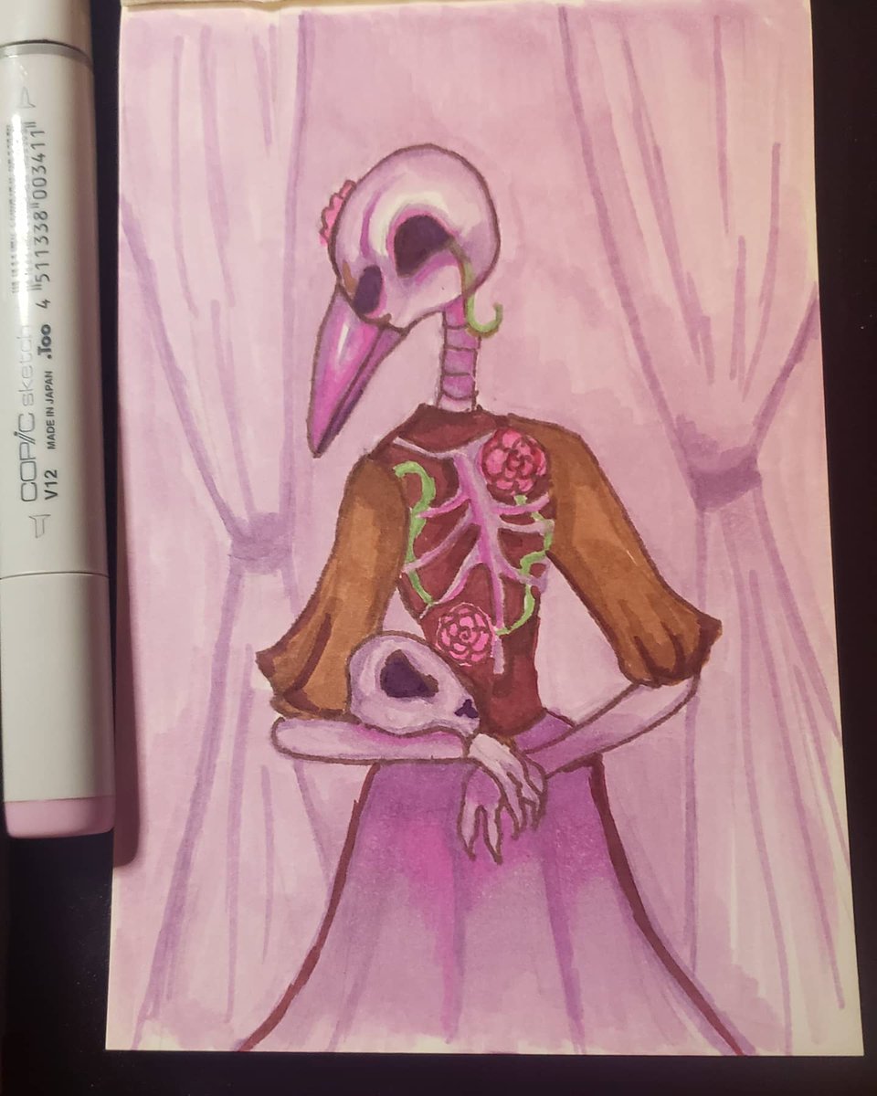 karithemuffin's tweet image. This month is markers! I&apos;m currently suffering from some art block, so have some monsters based off my nightmares. 

#sketchbox #sketchboxmarch #fantasy #monstergirls #markers #copic #artblock