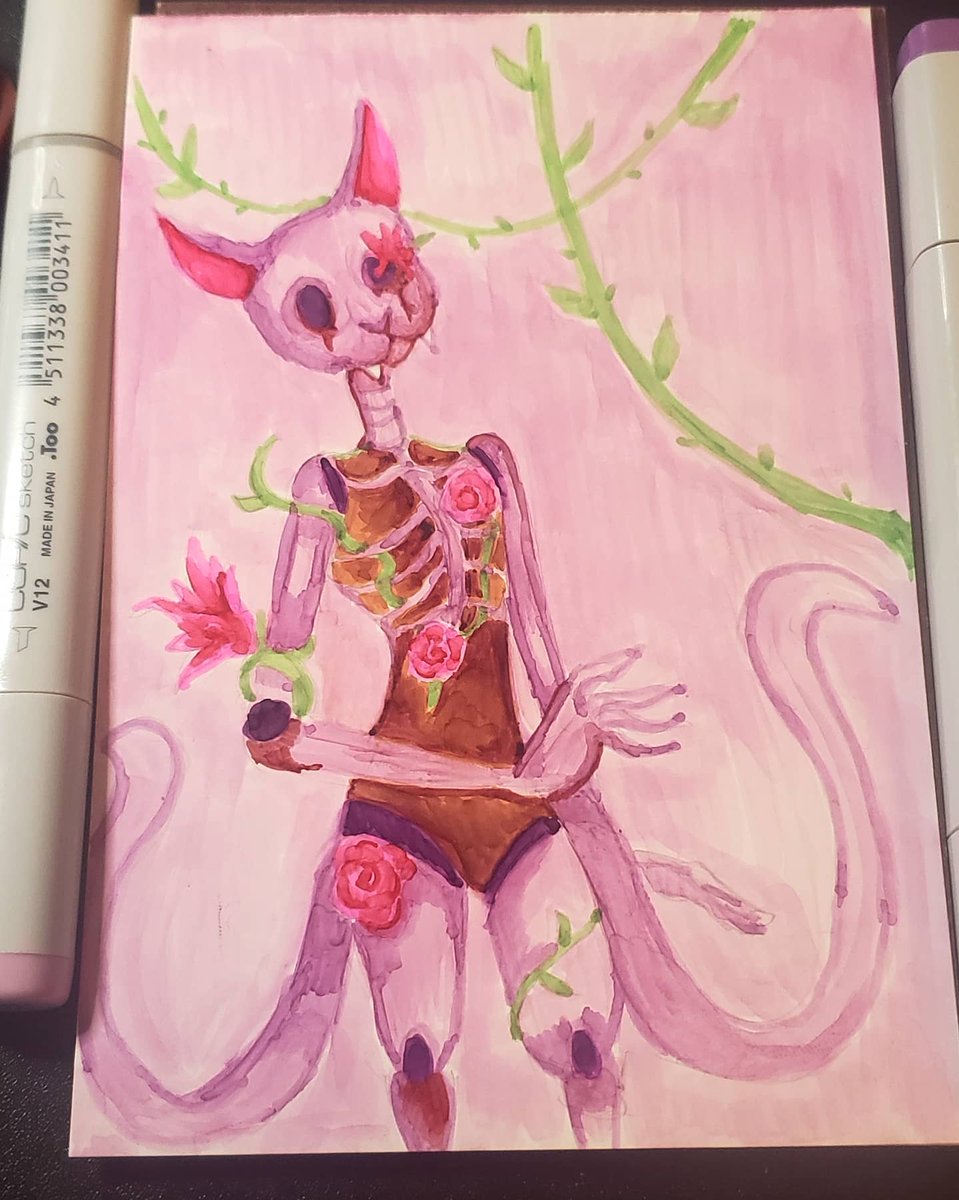 karithemuffin's tweet image. This month is markers! I&apos;m currently suffering from some art block, so have some monsters based off my nightmares. 

#sketchbox #sketchboxmarch #fantasy #monstergirls #markers #copic #artblock