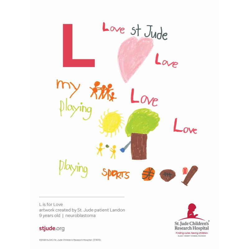 wqsb_1051's tweet photo. Today's WQSB-St. Jude Letter of the Day is the letter L. This artwork was created by 9 year old St. Jude patient Landon - neuroblastoma.

WQSB-St. Jude Radiothon is coming up on March 16th, 2021!

#WQSB #WKXX #Power1075 #StJude #Radiothon #ABCs #Of #Cancer #Countdown #Journey https://t.co/rxzEEgMDQ7