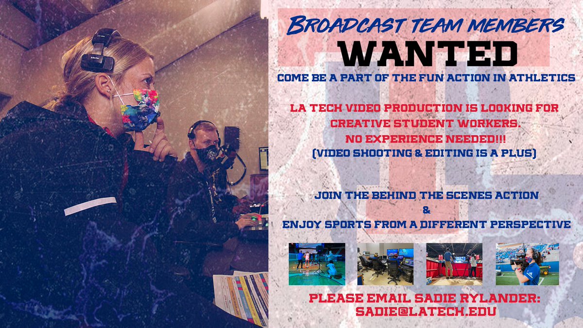 It’s Monday! So why not start off your week by becoming a part of our awesome video team with <a href="/LATechSports/">LA Tech Sports</a> !? Hit my DMs if you are interested!