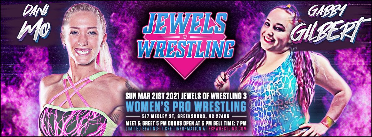 JewelsWrestling's tweet photo. 3 huge matches announced for Jewels of Wrestling 3 💎 March 21st at the Firestar Arena in Greensboro NC! https://t.co/vIecUpLTKl