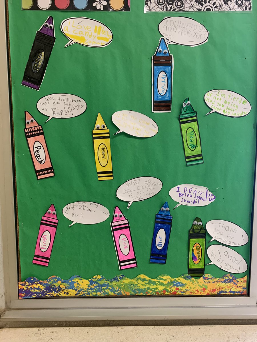 em_andreychuk's tweet photo. Quick write follow-up activity to the fabulous read aloud "The Day the Crayons Quit". Students were asked to write from the perspective of their favourite coloured crayon from the story #literacyfun #perspectivewriting @RochCarrierFIPS https://t.co/9ACZyCe5Um