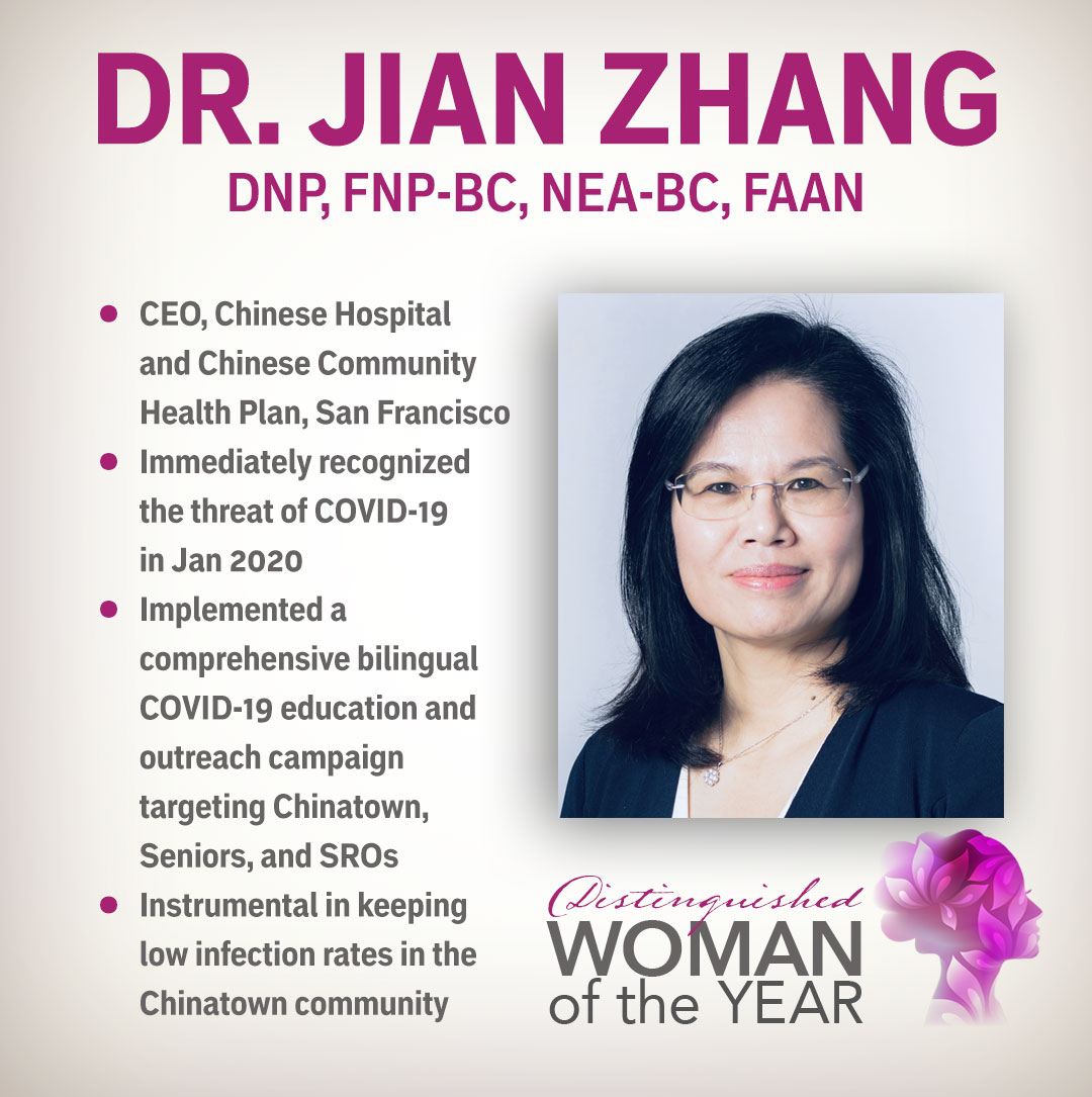 DavidChiu's tweet photo. I'm excited to nominate Dr. Jian Zhang, CEO of Chinese Hospital as our Woman of the Year from Assembly District 17!

Dr. Zhang has been on the front lines this year, diligently working to keep COVID infection rates low in our Chinatown community. https://t.co/cyLDBO6DW7