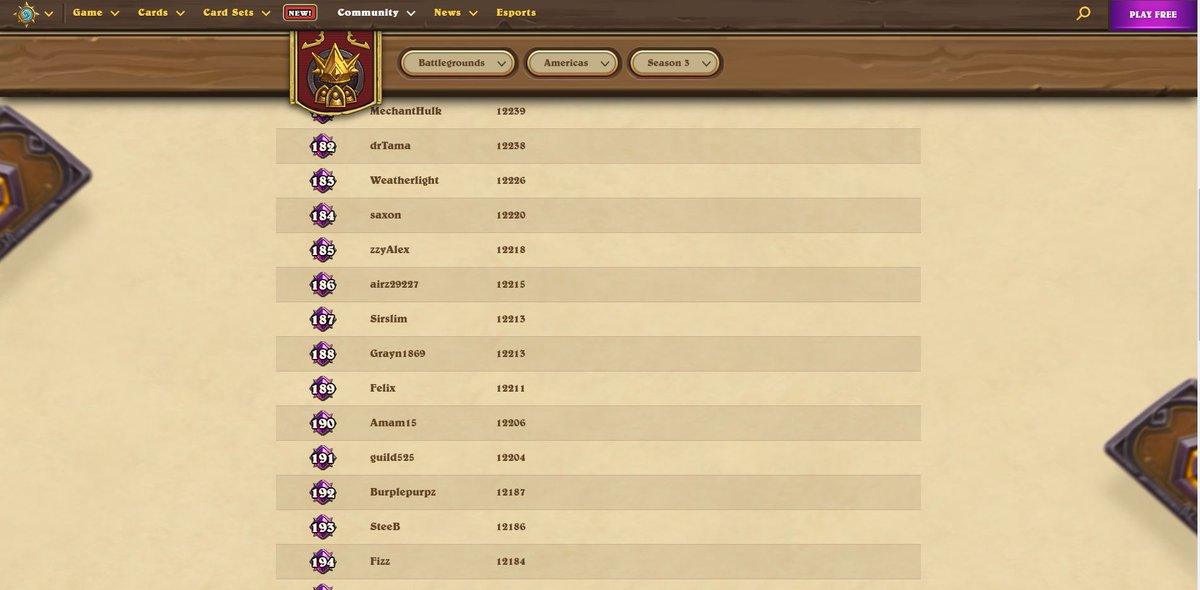 Made it onto the Battlegrounds leaderboard! Wooooo