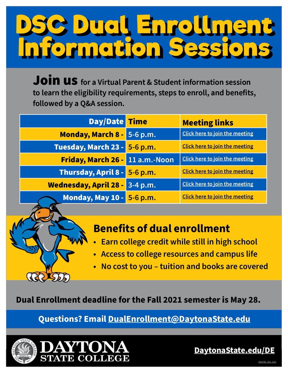 Atlantic High School (@sharksahs) on Twitter photo Interested in learning about Dual Enrollment at DSC? Click here for the Dual Enrollment website: daytonastate.edu/advising/deaea… To access the links for the info sessions, click on the green button, "Dual Enrollment Info Session PDF" 🙌🏼🦈 <a href="/ATL1SHARK/">Dr. Stephen C. Hinson</a> Interested in learning about Dual Enrollment at DSC? Click here for the Dual Enrollment website: daytonastate.edu/advising/deaea… To access the links for the info sessions, click on the green button, "Dual Enrollment Info Session PDF" 🙌🏼🦈 <a href="/ATL1SHARK/">Dr. Stephen C. Hinson</a>