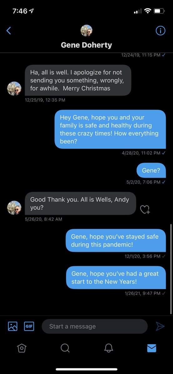 kevindoherty37's tweet photo. Yo Twitter, made friends with Gene and he hasn’t answered me in awhile. If someone knows him, can you make sure he’s ok? https://t.co/D4XeRZUlzE