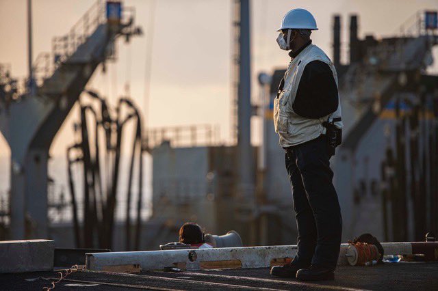 Boatswain's Mate 1st Class Brandon Miller, from Hernando, Mississippi, prepares for a replenishment-at-sea with the fast-combat support ship USNS Arctic aboard the Nimitz-class aircraft carrier USS Dwight D. Eisenhower in the Atlantic Ocean. U.S. Navy photo.