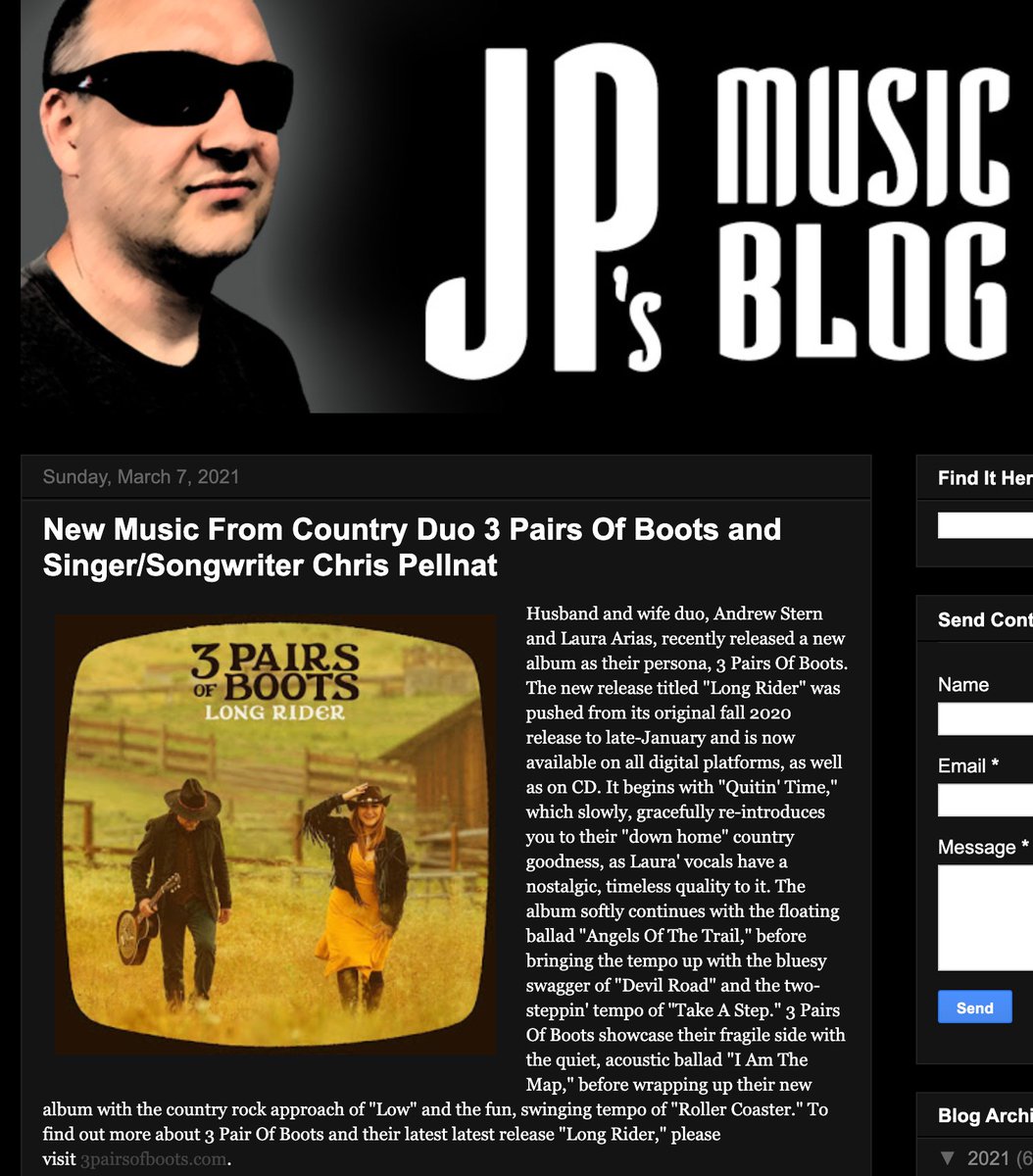 3PairsOfBoots's tweet photo. Thanks JP for the stellar review! ..."re-inroduces you to their "down home" country goodness, as mLaura's vocals have a nostalgic, timeless quality...", check it out at https://t.co/U3vYsHVbrv https://t.co/nmQD5yfPu0