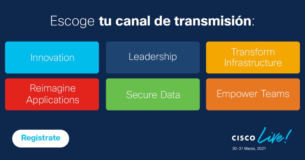 Para cada tipo de especialista en IT hay un canal de transmisión de #CiscoLive. ¿Ya escogiste el tuyo? Arma tu agenda: cs.co/6015HmmnX