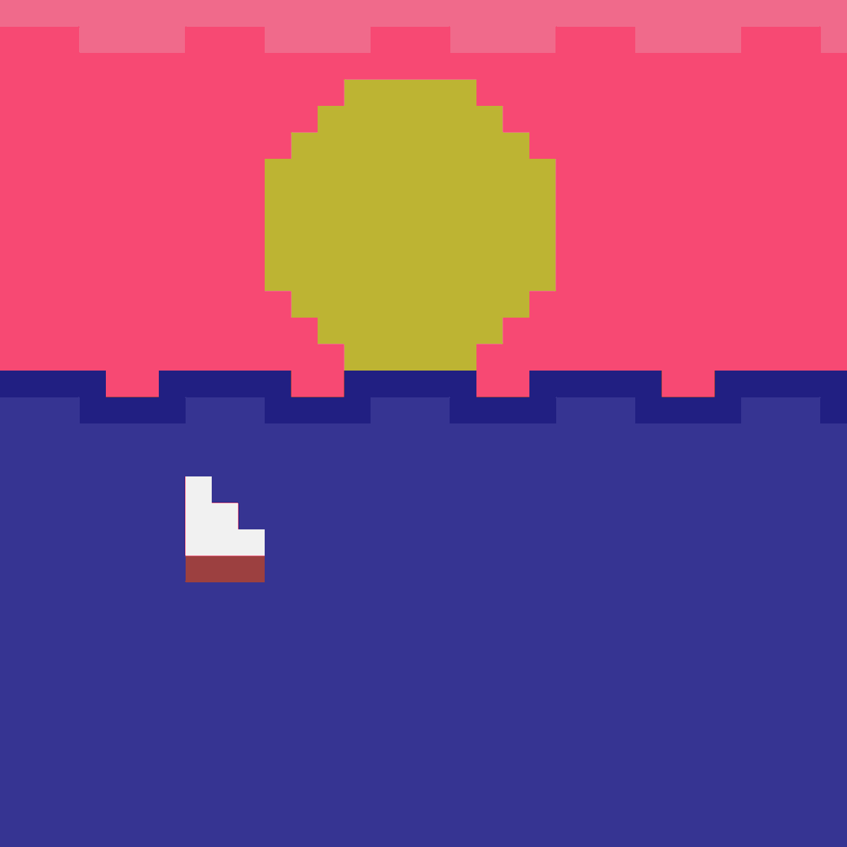 PixelsLittle's tweet photo. Hello, everybody! Happy Monday! Here's a cute lil sailboat on the ocean for y'all. Take some time to relax this evening. #pixelart https://t.co/Xs0DNwbcu0
