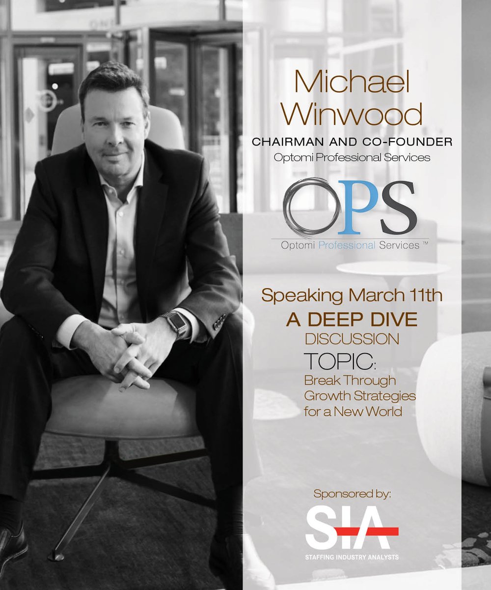 Optomi_'s tweet photo. OPS Chairman and Co-founder Michael Winwood will be speaking on new strategies for a new world during the @SIAnalysts #ExecForum.  Stay tuned for highlights from the talk. #Optomi #SIAnalysts #Innovative https://t.co/FiBaox3WoL
