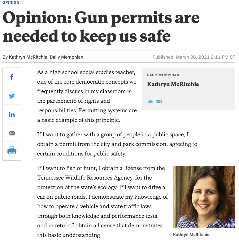 "It is clear – when we allow people to carry guns in more spaces without permits, we are making Tennesseans, including me and my children, less safe." dailymemphian.com/section/opinio…