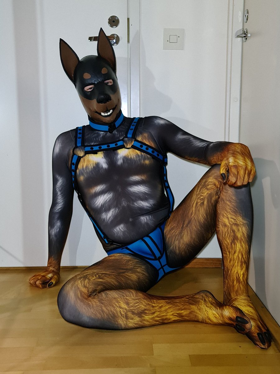 Tenki_rubberpup's tweet image. My new skin finally arrived! So loving it 😍

📸: @BoyoYuuki 
Petsuit: @PETSUITFORFUN