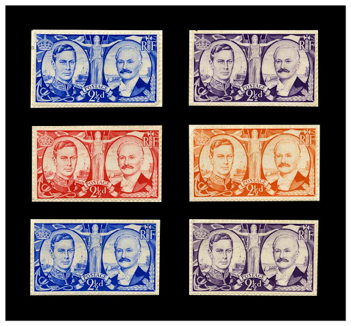 Here are the approved designs for the Anglo French stamps in 1940
