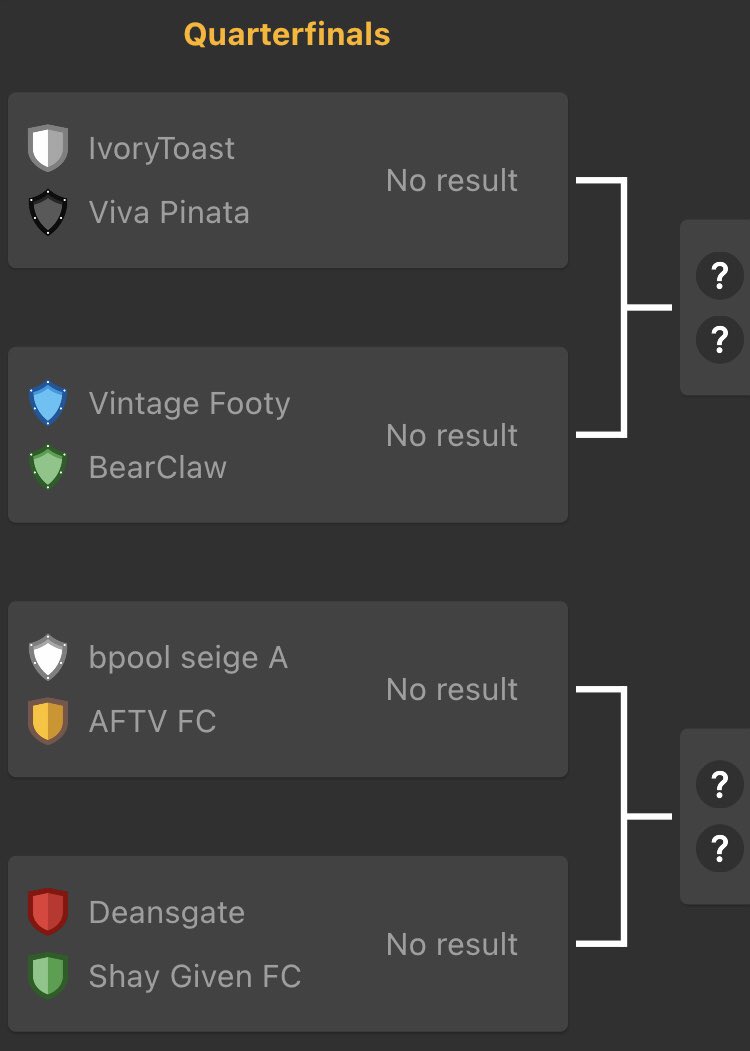 tournament_23's tweet photo. T23 Cup / Quarter Finals 🏆 https://t.co/VfXph4V3YM
