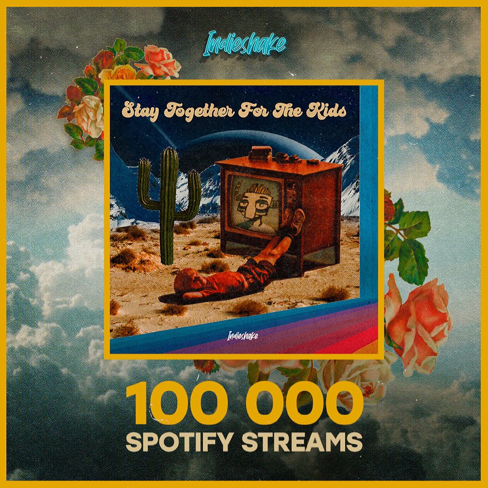 Hooray! 100k Spotify streams go to Stay Together For The Kids by <a href="/idsfband/">I don't speak french</a> 💐 

#indieshake #idontspeakfrench #spotify #spotifystreams
