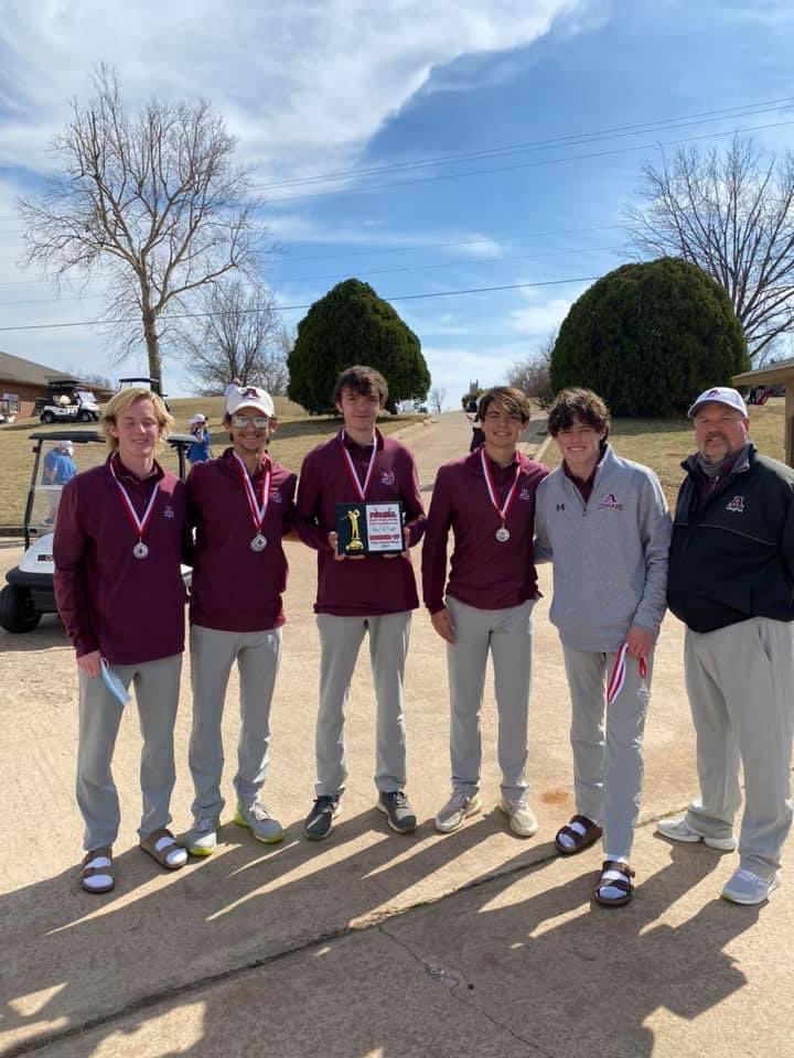 WeAreAda's tweet photo. Congratulations to the Ada High Golf team for placing 2nd overall today in Purcell! https://t.co/L2yPvjYqhb